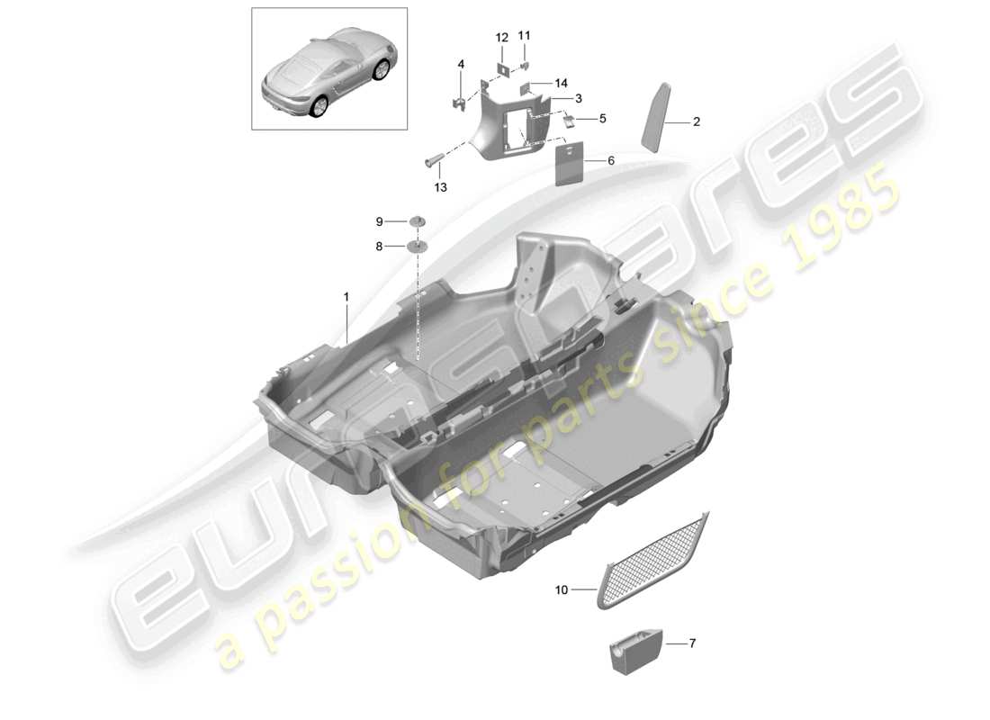 porsche 2022 (718 cayman) schema delle parti della pavimentazione