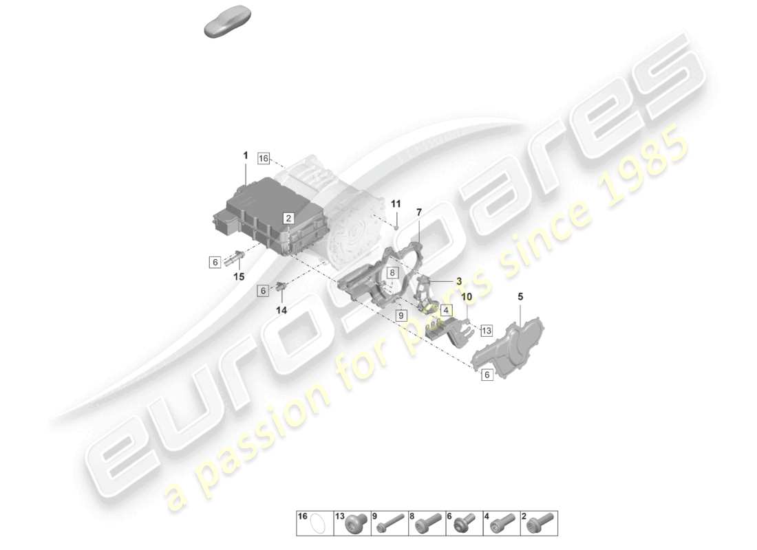 porsche 2020 (taycan 9j1-1) motore di trazione per azionamento elettrico parti singole asse posteriore diagramma delle parti