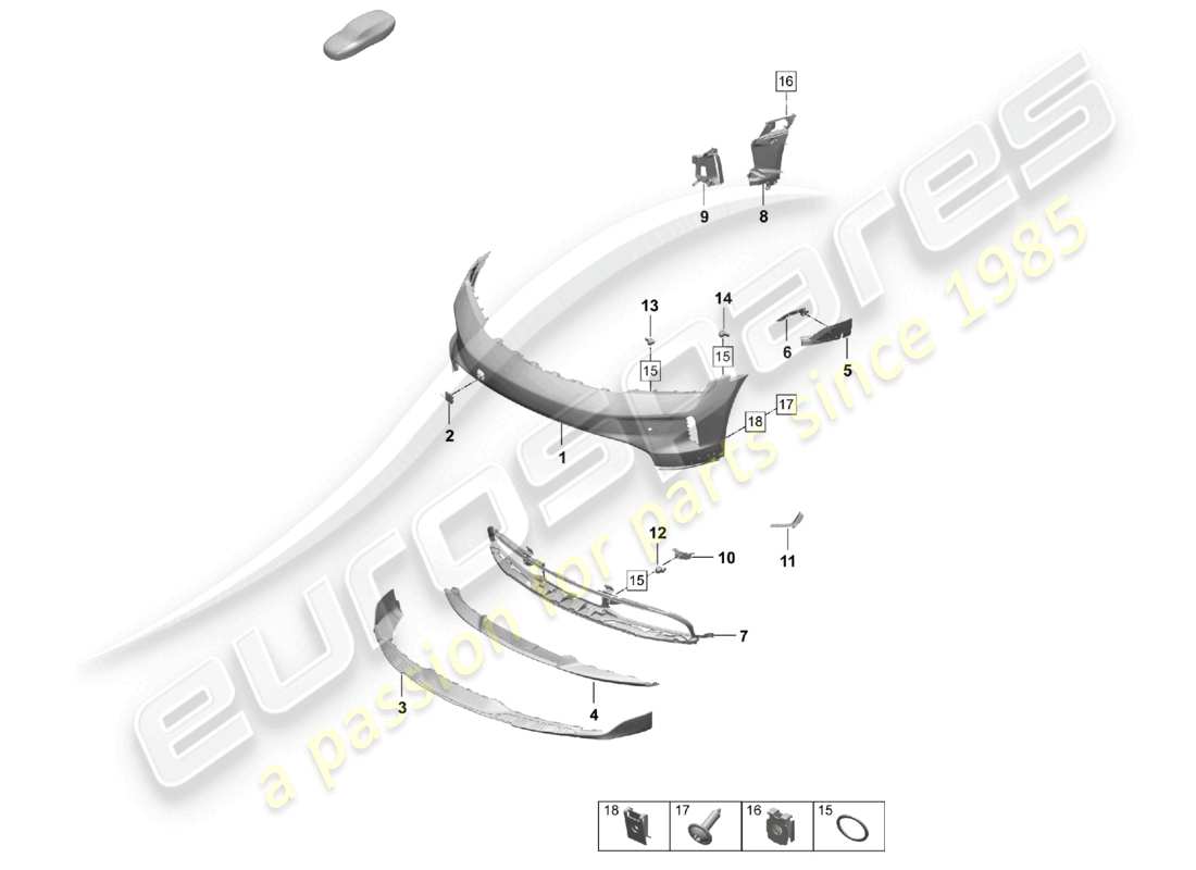 porsche 2026 (taycan 9j1-2) paraurti anteriore taycan cross turismo pacchetto design offroad diagramma delle parti