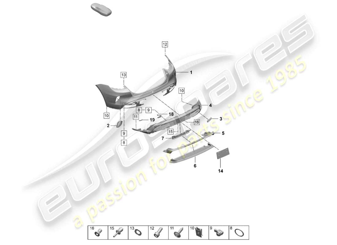 porsche 2026 (taycan 9j1-2) paraurti posteriore turbo part diagram