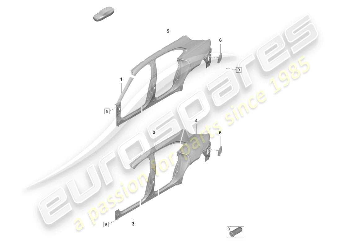 porsche 2021 (taycan 9j1-1) parte componibile - pannello laterale diagramma delle parti