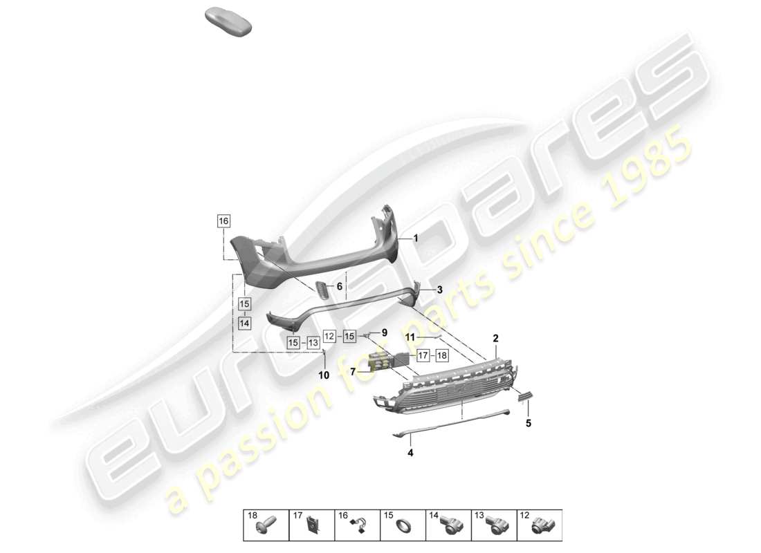 porsche 2025 (macan-e) paraurti posteriore diagramma delle parti