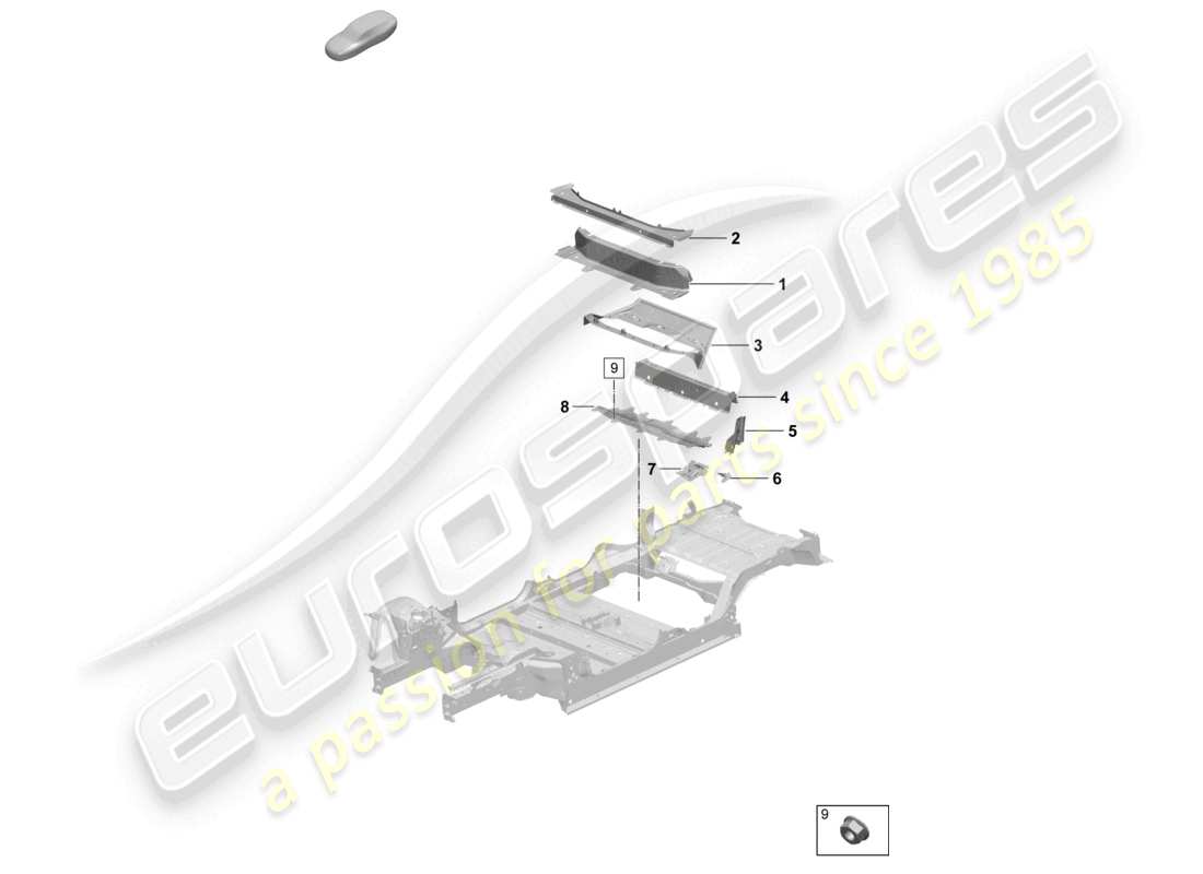 porsche 2025 (macan-e) piastra inferiore supporto sedile posteriore diagramma delle parti