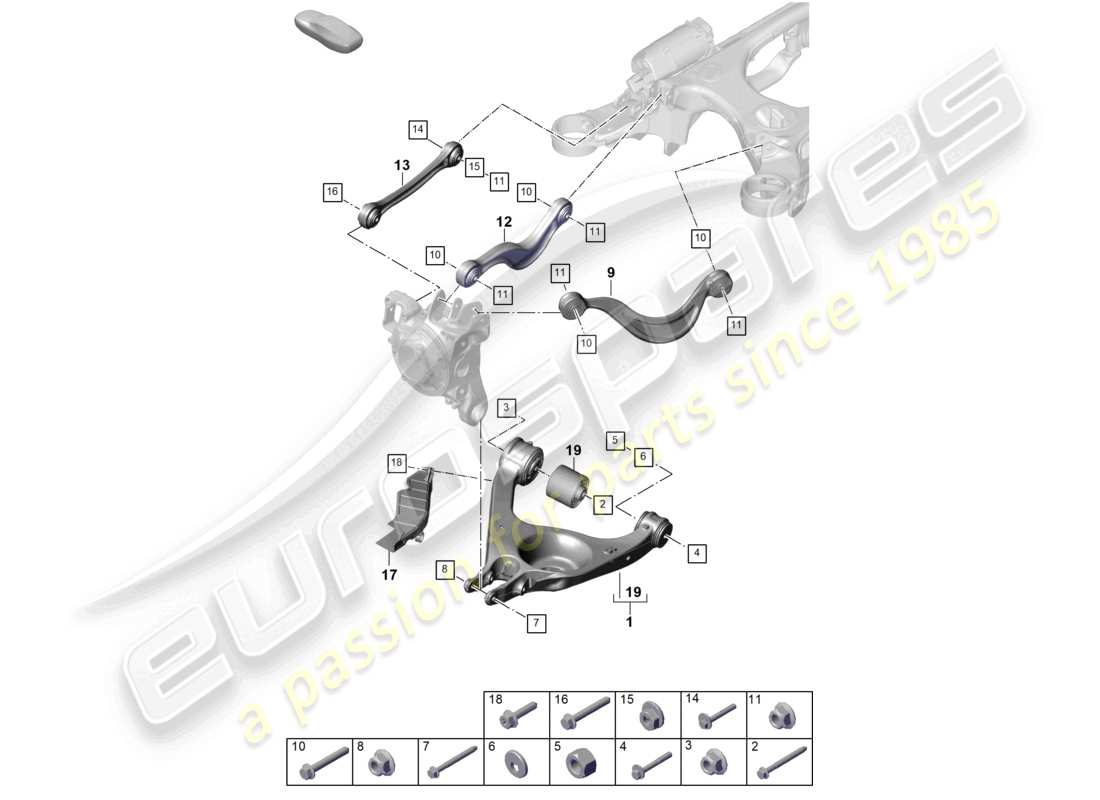porsche 2026 (panamera 976) diagramma delle parti del braccio oscillante