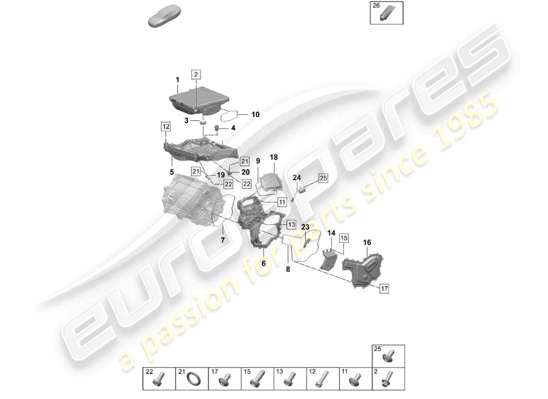 porsche 2026 (taycan 9j1-2) motore di trazione per azionamento elettrico parti singole asse posteriore diagramma delle parti