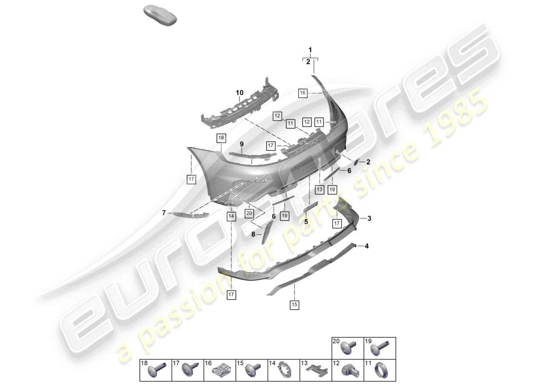 porsche 2025 (992-2 gt3) paraurti posteriore gt3 diagramma delle parti