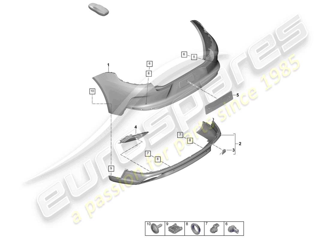 porsche 2025 (panamera 976) schema delle parti paraurti posteriore