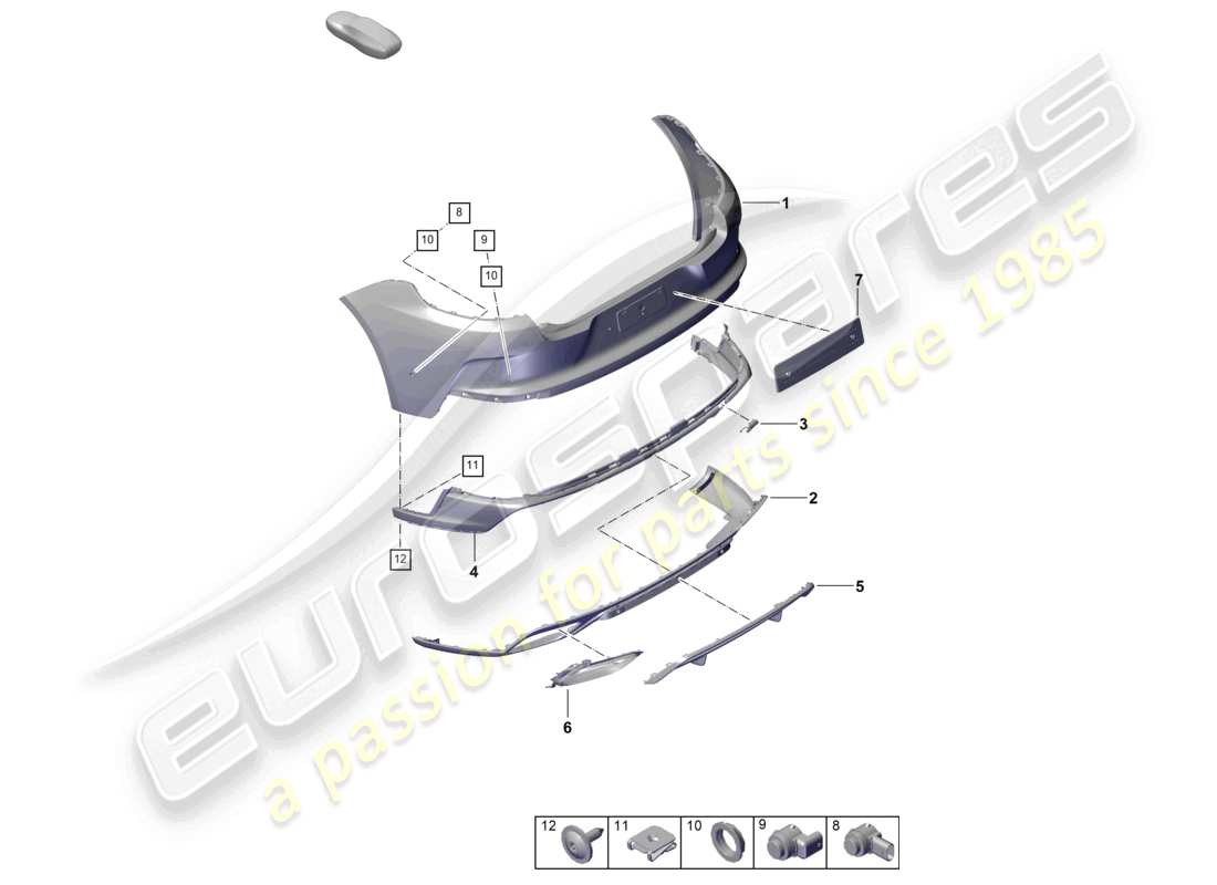 porsche 2025 (panamera 976) schema delle parti paraurti posteriore