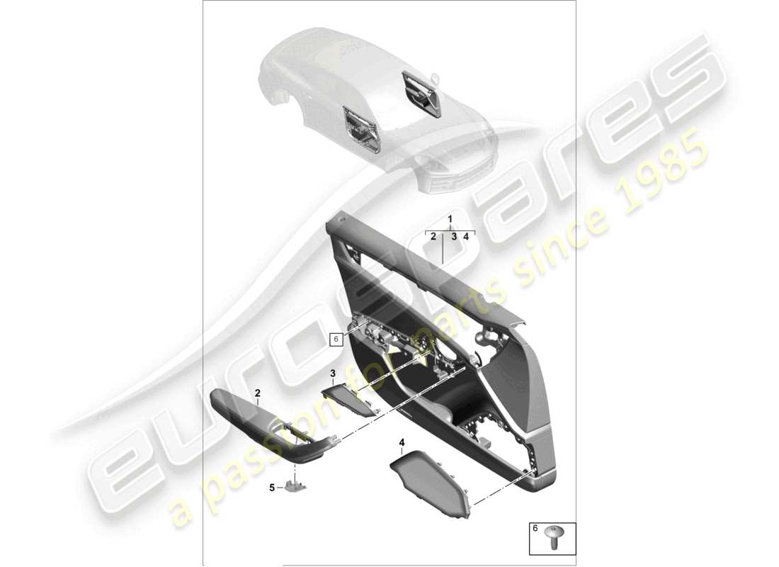porsche 2026 (panamera 976) pannelli di rivestimento delle porte porte anteriori per veicoli con allestimento in pelle/dinamica schema dei componenti