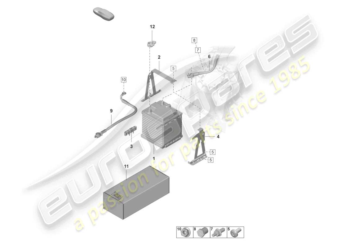 porsche 2023 (taycan 9j1-1) batteria al litio diagramma delle parti