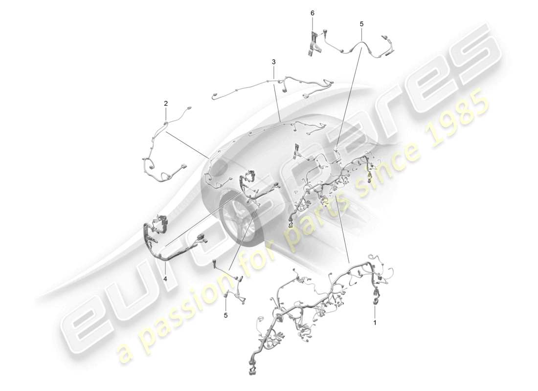 porsche 2023 (718 cayman) cablaggi cruscotto anteriore rifinitura sterzo differenziale assale anteriore schema delle parti