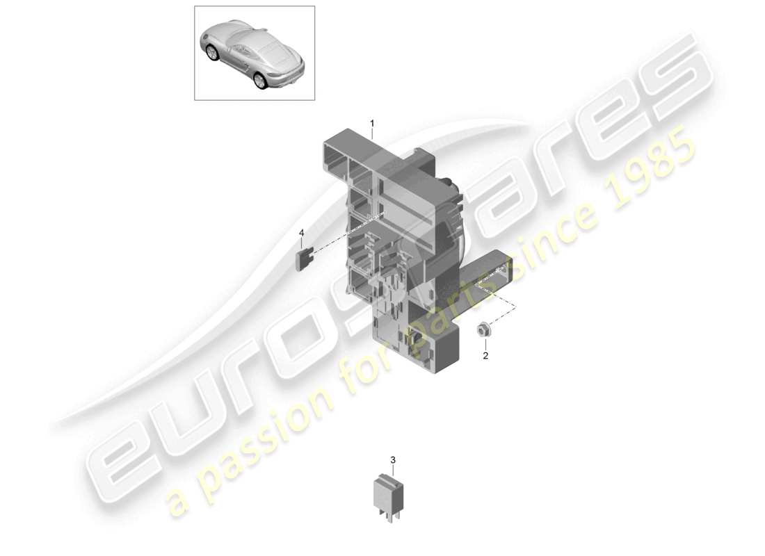 porsche 2023 (718 cayman) impianto elettrico centrale posteriore per il vano bagagli schema delle parti