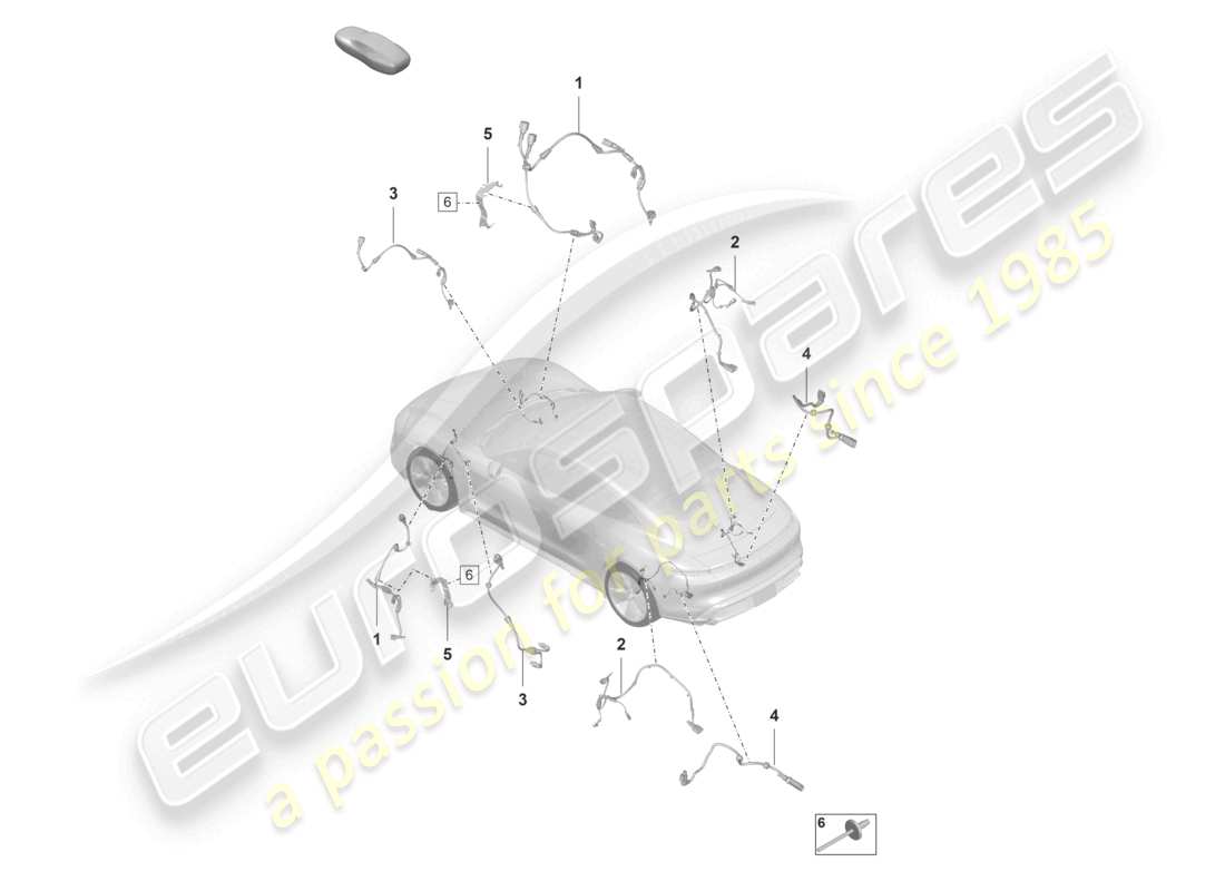 porsche 2020 (taycan 9j1-1) cablaggio elettrico per sistema frenante antibloccaggio -abs- cablaggio elettrico per sospensione autolivellante schema dei componenti