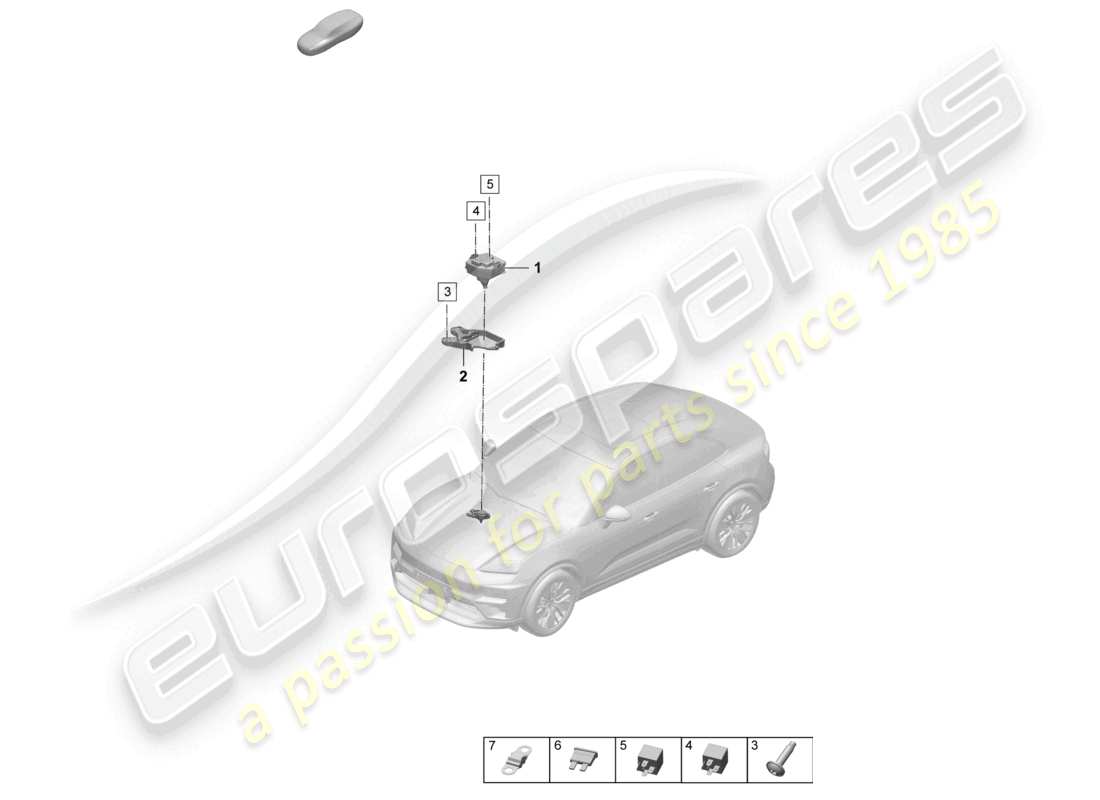 porsche 2026 (macan-e) scatola dei fusibili fusibile piatto centro del vano motore diagramma delle parti