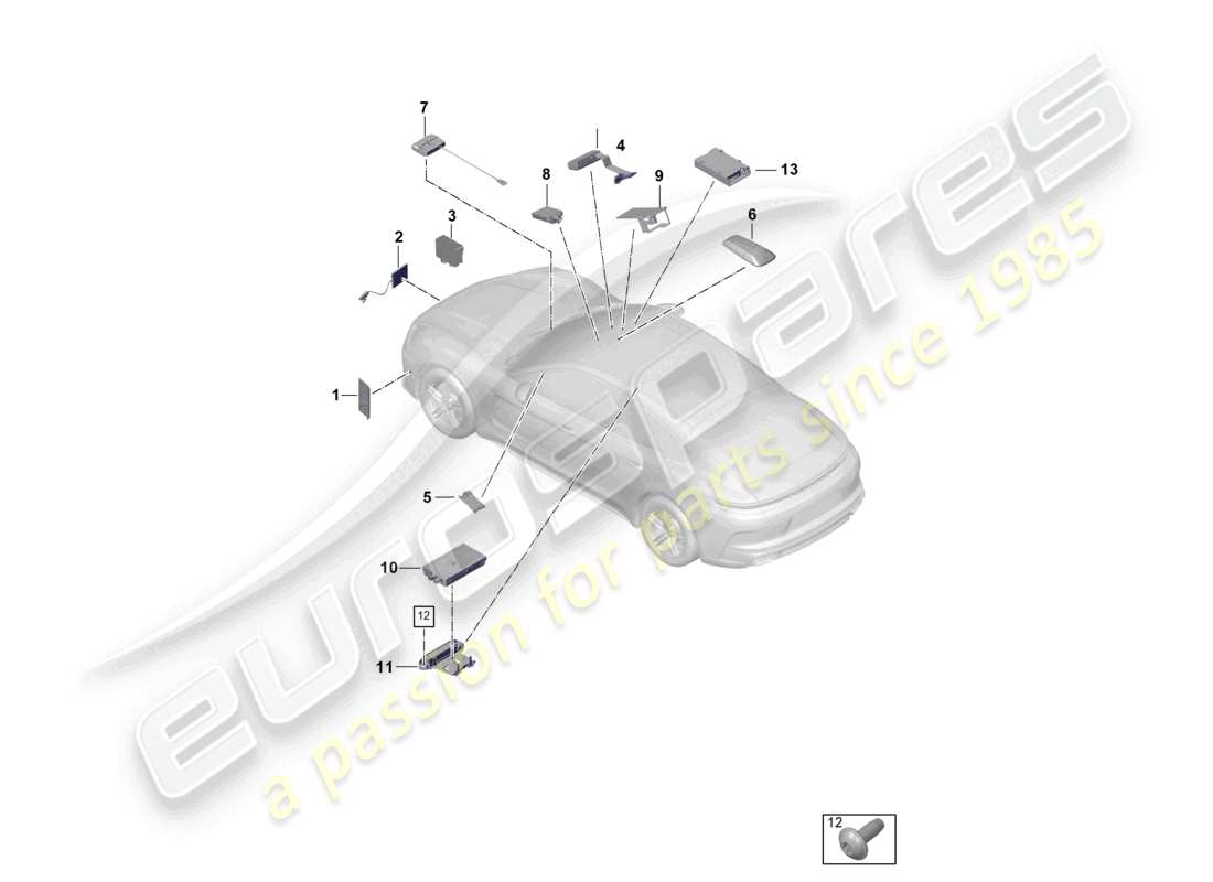 porsche 2025 (panamera 976) diagramma della parte anteriore aerea
