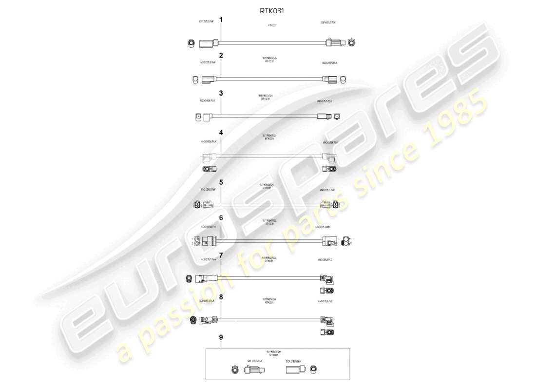 porsche 2025 (panamera 976) kit di riparazione per cavi aerei rtk031 diagramma delle parti