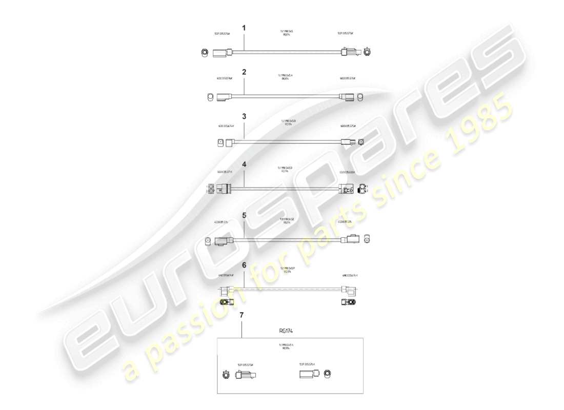 porsche 2025 (panamera 976) kit di riparazione per cavi aerei rg174 diagramma delle parti