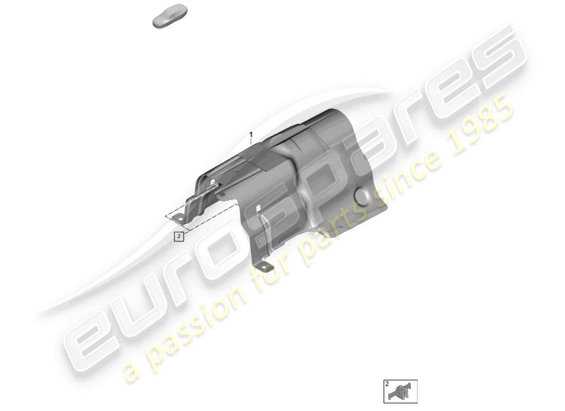 porsche 2025 (panamera 976) schema delle parti dello scudo termico del serbatoio del carburante