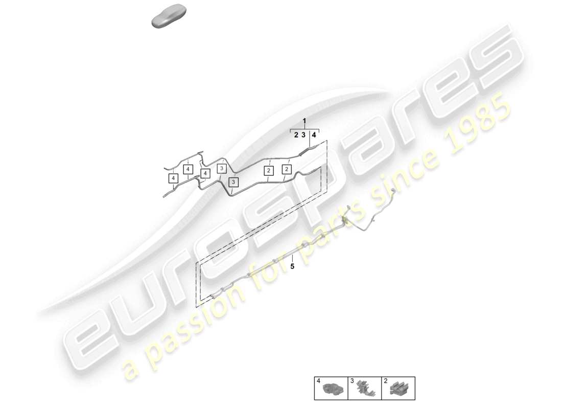 porsche 2025 (992-2 gt3) diagramma della parte posteriore della linea del carburante