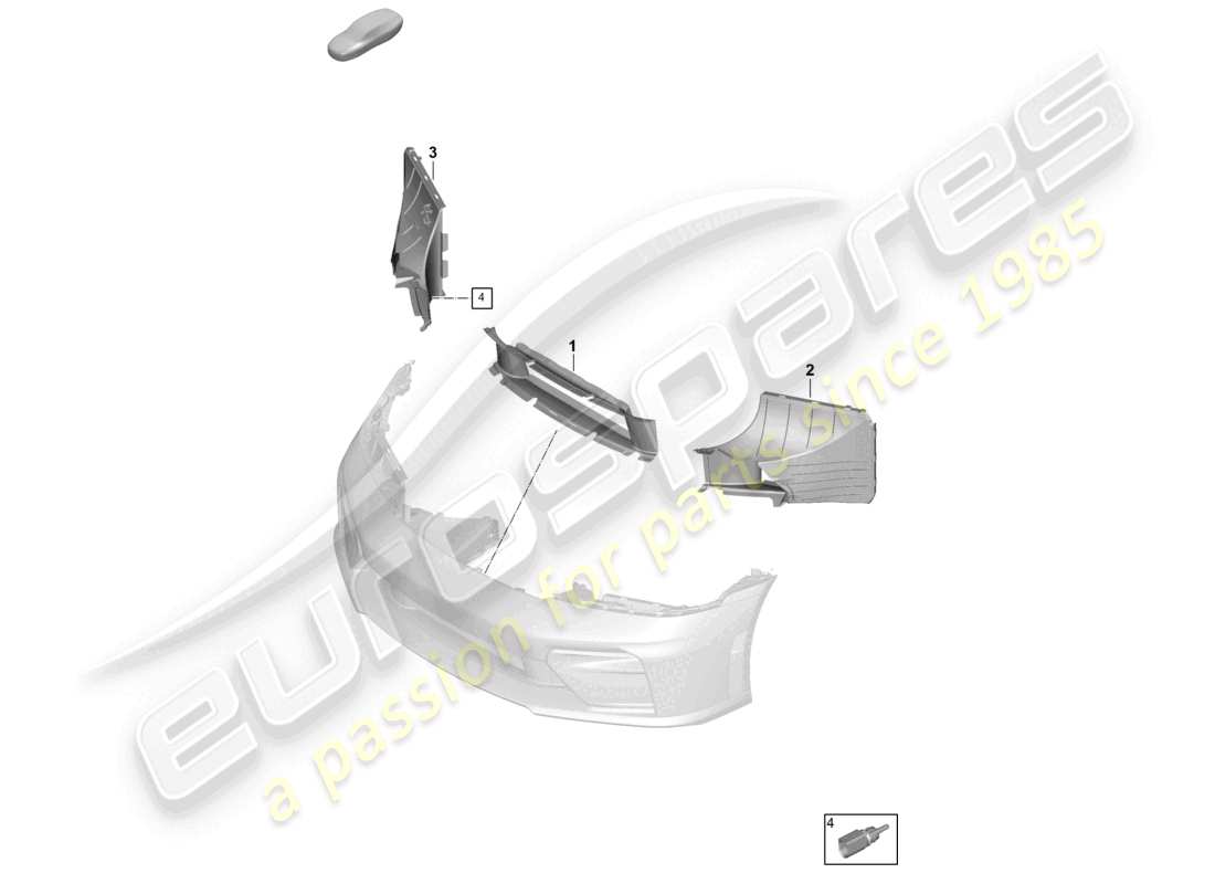 porsche 2025 (992-2 gt3) paraurti guida aria diagramma delle parti