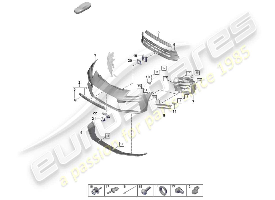 porsche 2025 (panamera 976) schema delle parti paraurti anteriore
