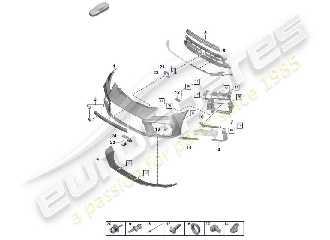 porsche 2025 (panamera 976) schema delle parti paraurti anteriore