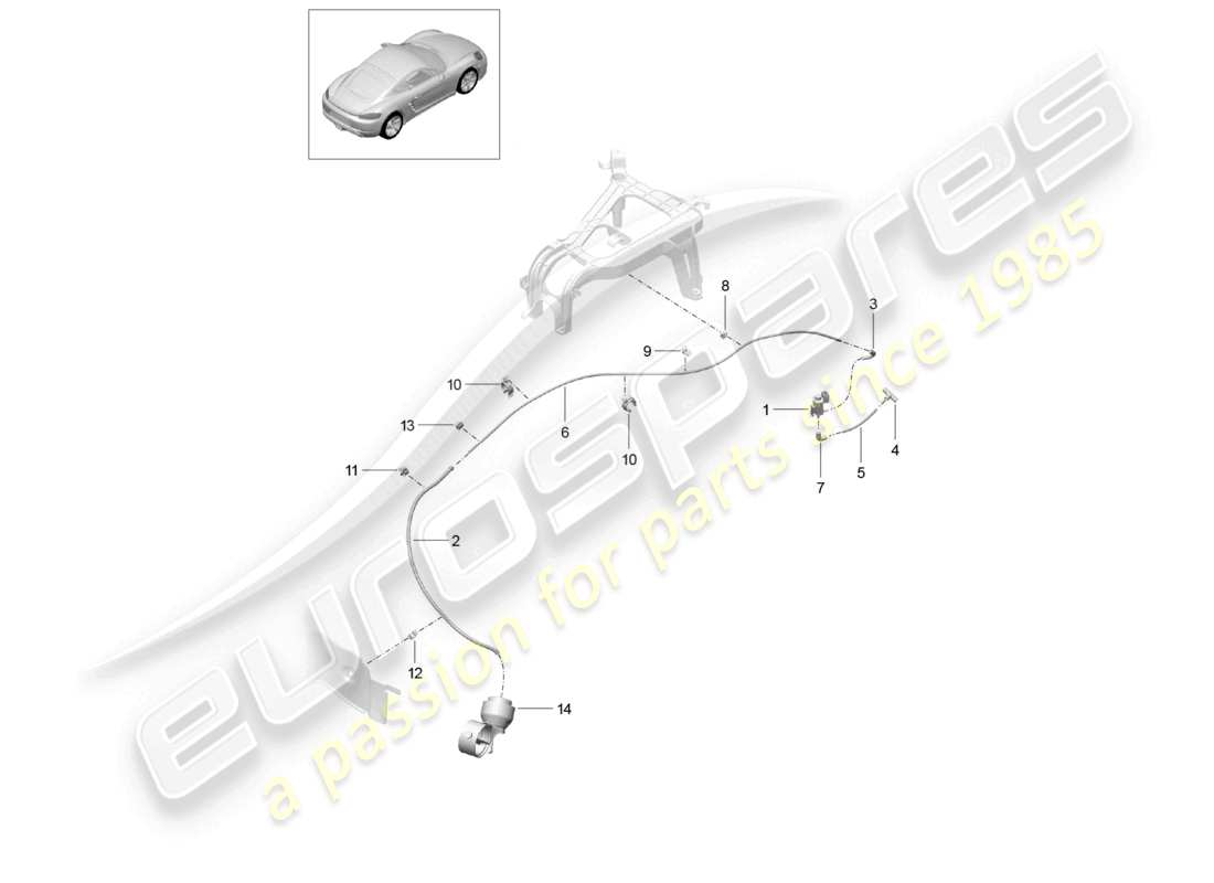 porsche 2022 (718 cayman) sistema di scarico unità di controllo della valvola di scarico sportiva schema delle parti