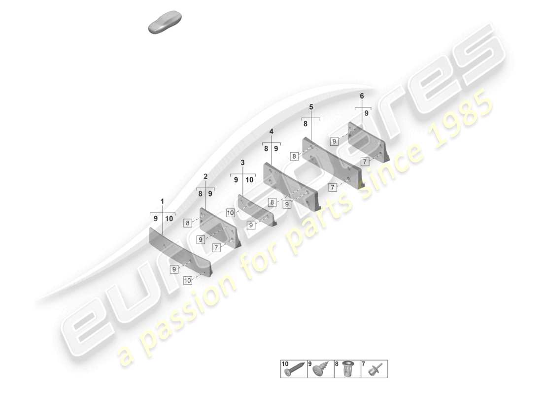 porsche 2024 (panamera 971-2) schema dei componenti del porta targa gts