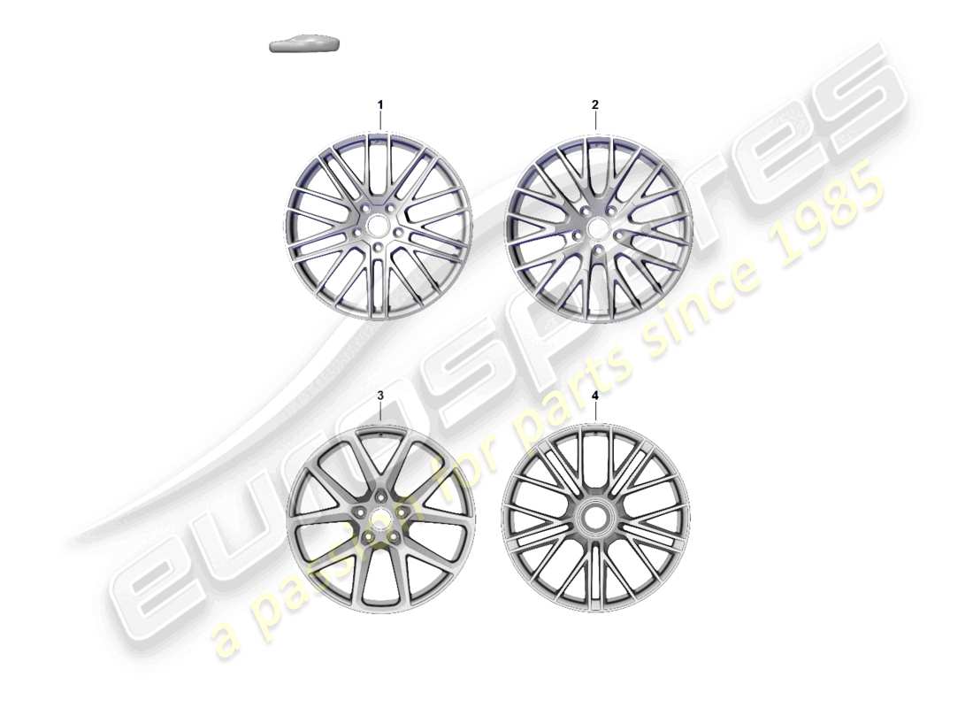 porsche 2025 (panamera 976) cerchio in lega 21 diagramma delle parti