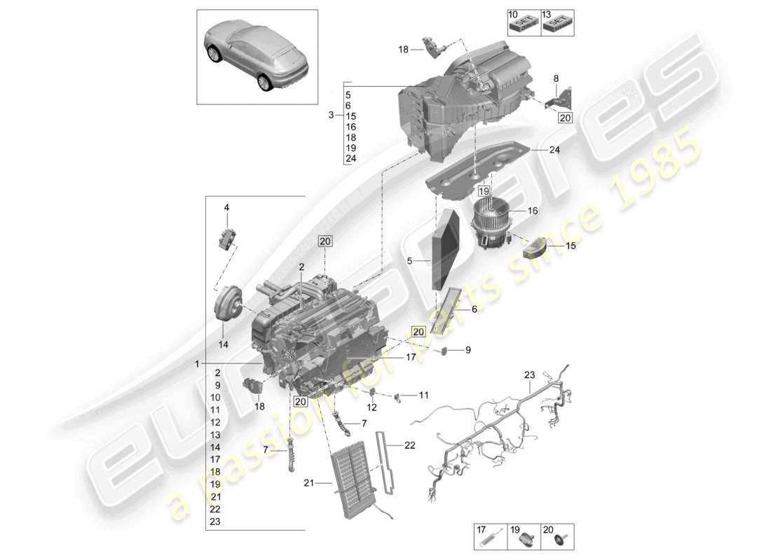 porsche 2026 (macan) schema delle parti dell'aria condizionata r1234yf