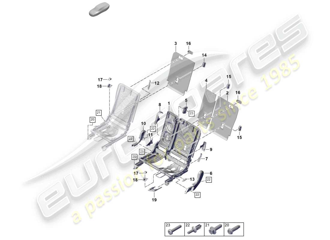 porsche 2026 (cayenne e3 pa) accessori per schienale del sedile posteriore per sedile comfort schema delle parti