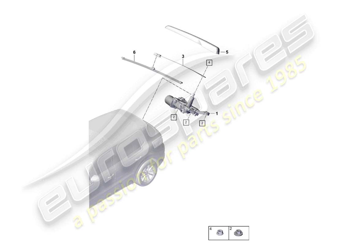 porsche 2026 (cayenne e3 pa) tergicristallino posteriore schema delle parti