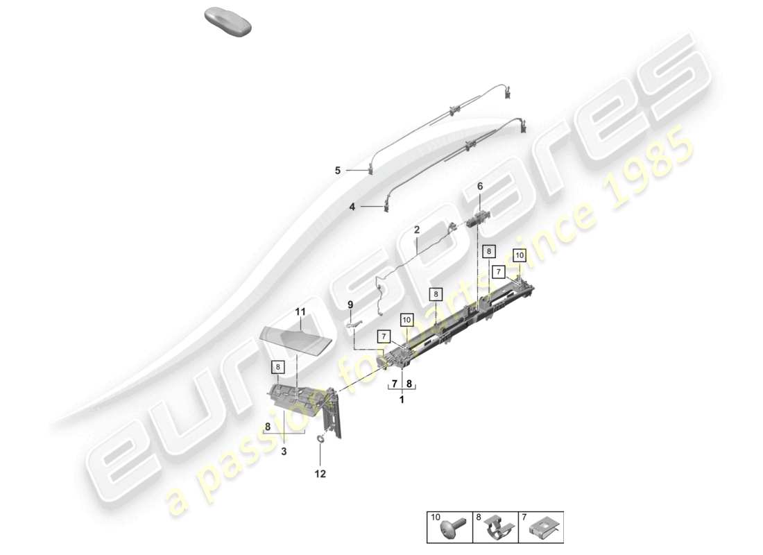 porsche 2022 (992-1 turbo / s) diagramma delle parti dell'attuatore lato flap