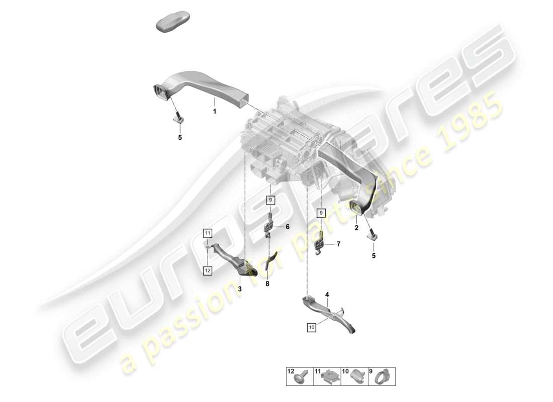 porsche 2024 (panamera 971-2) guida dell'aria cruscotto dell'aria condizionata diagramma delle parti