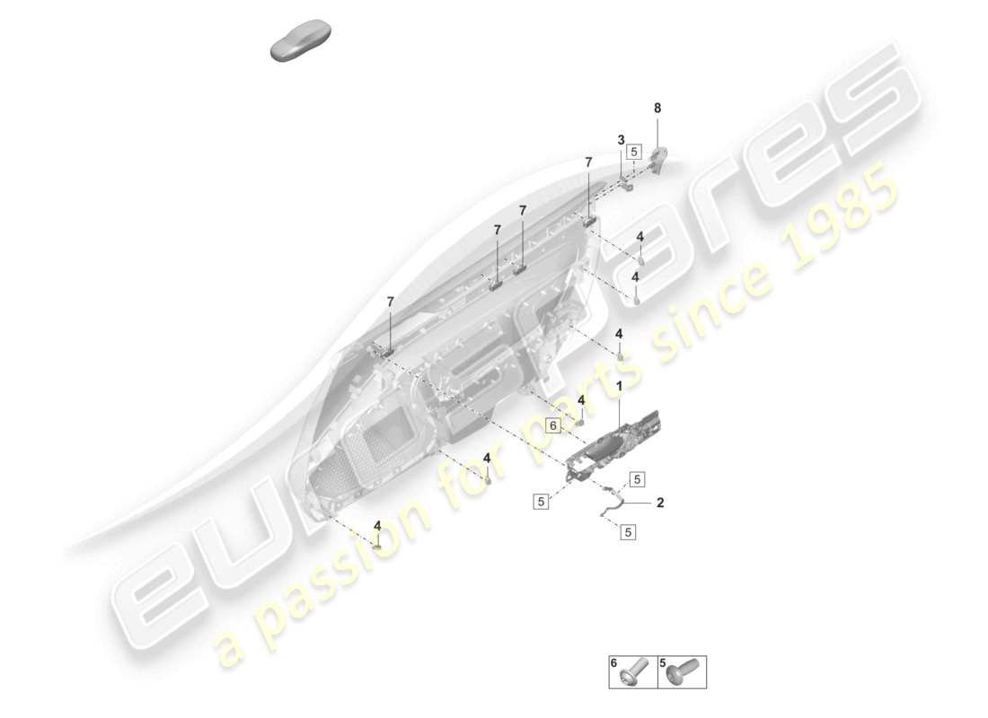 porsche 2022 (992-1 gt3/rs/st) pannello porta elementi di fissaggio accessori diagramma delle parti