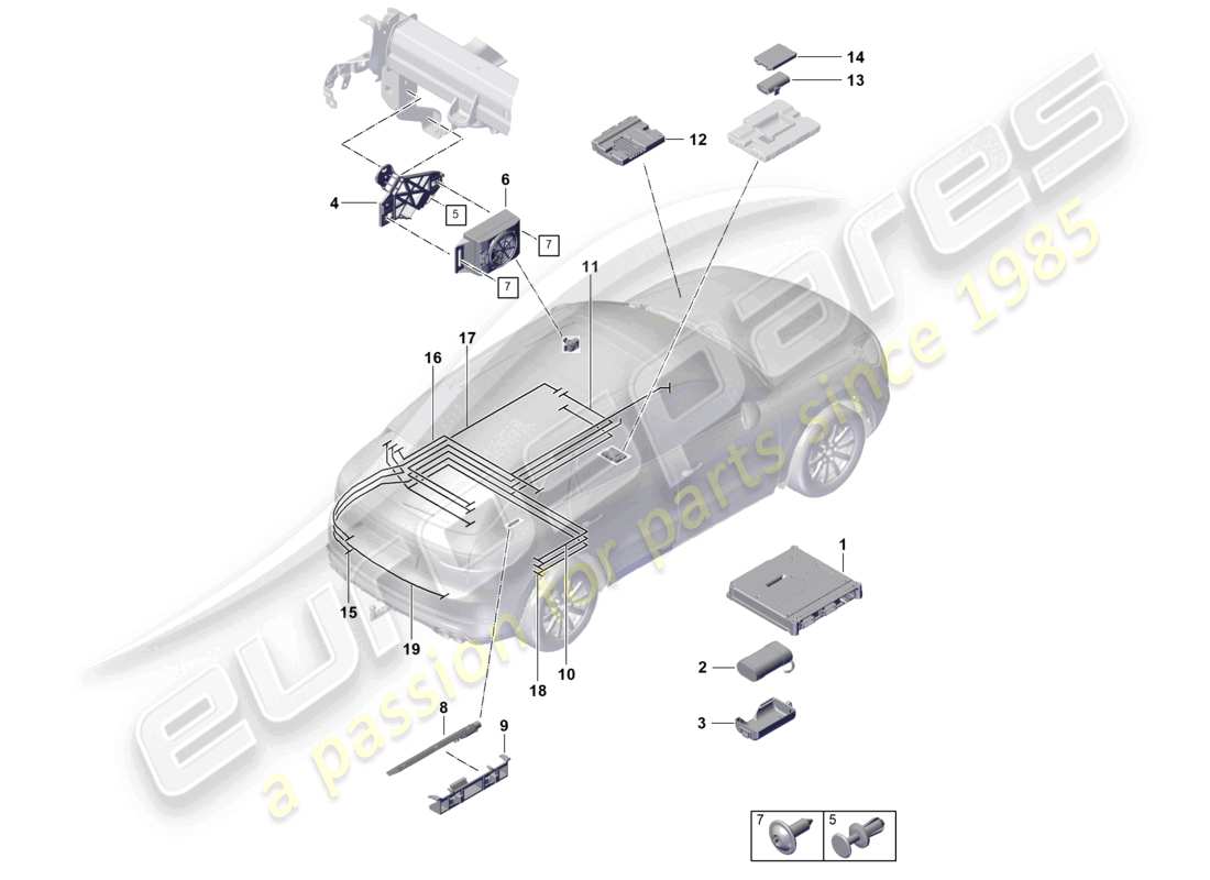 porsche 2025 (cayenne e3 pa) per modelli con telefono e chiamata di emergenza schema delle parti