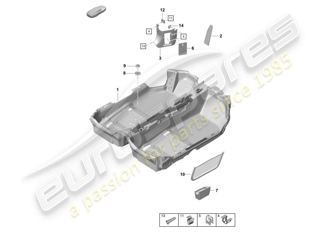porsche 2021 (718 cayman gt4) pavimentazione diagramma delle parti