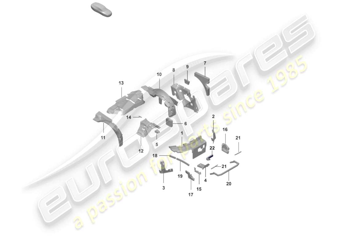 porsche 2022 (992-1 gt3/rs/st) diagramma delle parti del corpo smorzante dell'assorbitore acustico