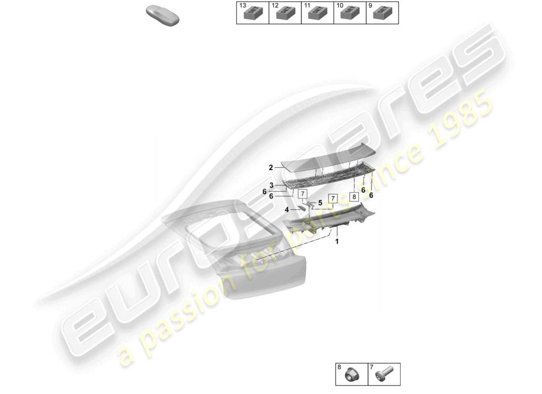 porsche 2025 (macan-e) spoiler posteriore posteriore diagramma delle parti