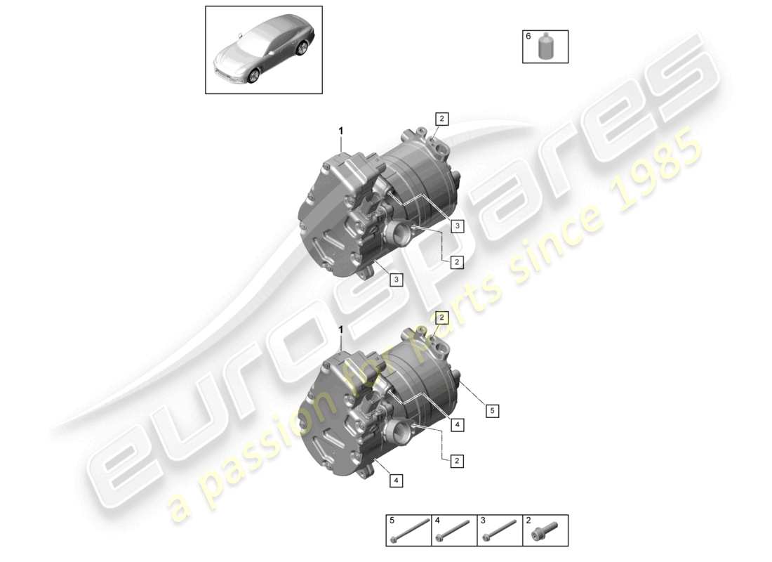porsche 2021 (panamera 971-1) aria condizionata compressore ibrido r134a diagramma delle parti
