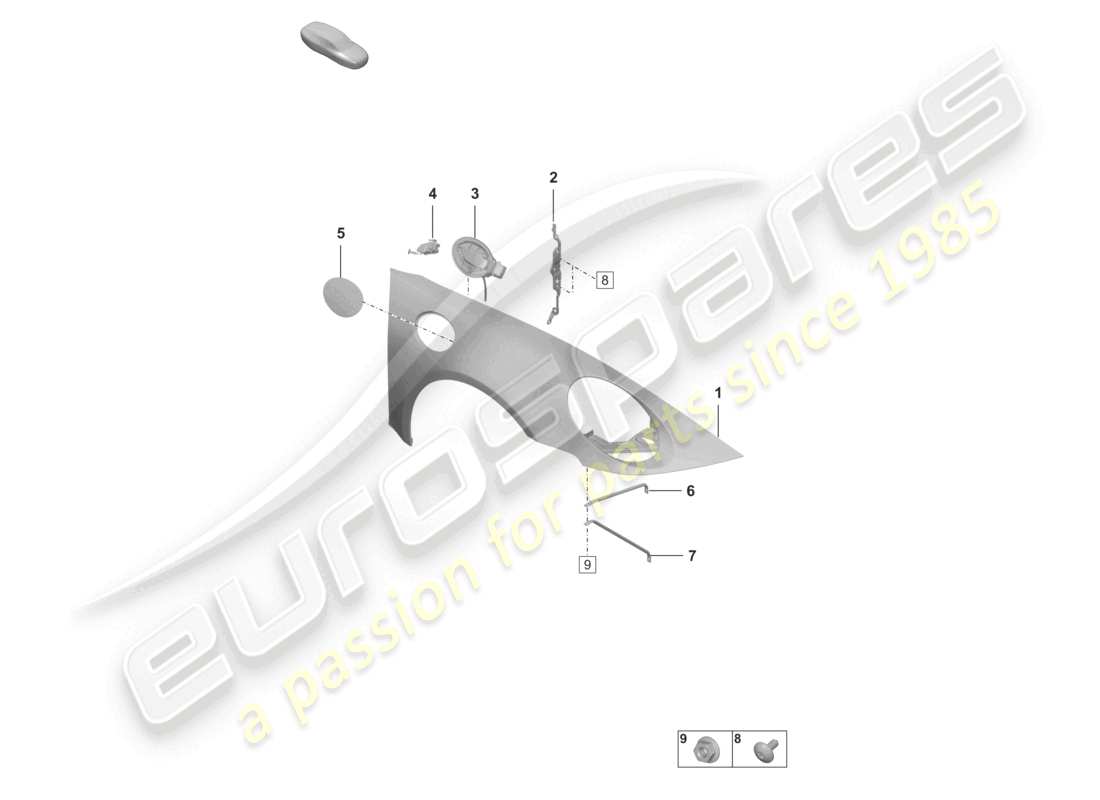 porsche 2021 (992-1 turbo / s) diagramma delle parti dell'ala