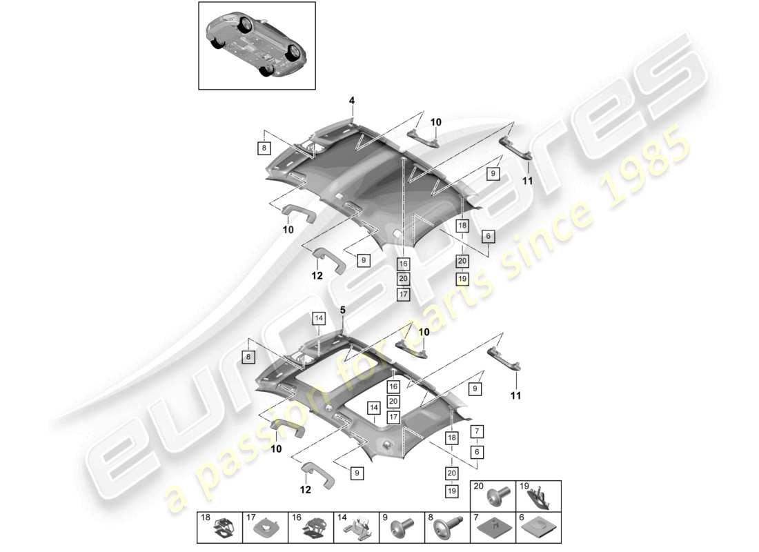 porsche 2021 (panamera 971-1) accessori accessori diagramma delle parti