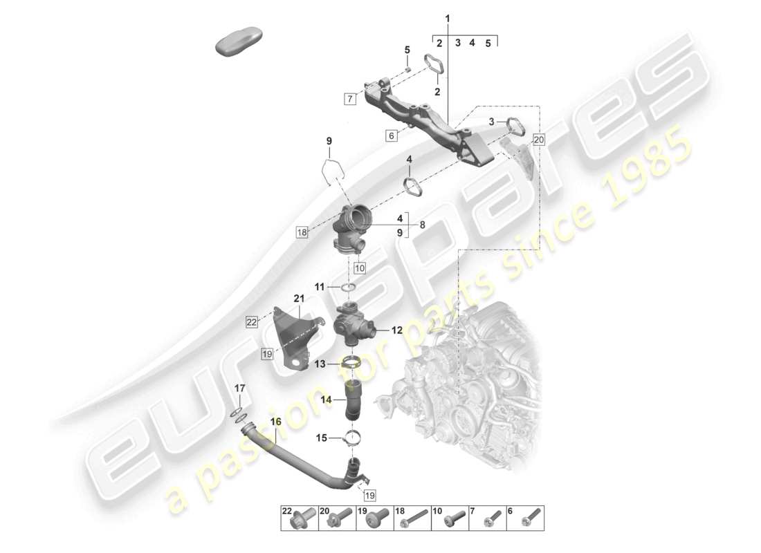porsche 2022 (992-1) supporto di montaggio tubo del refrigerante diagramma delle parti