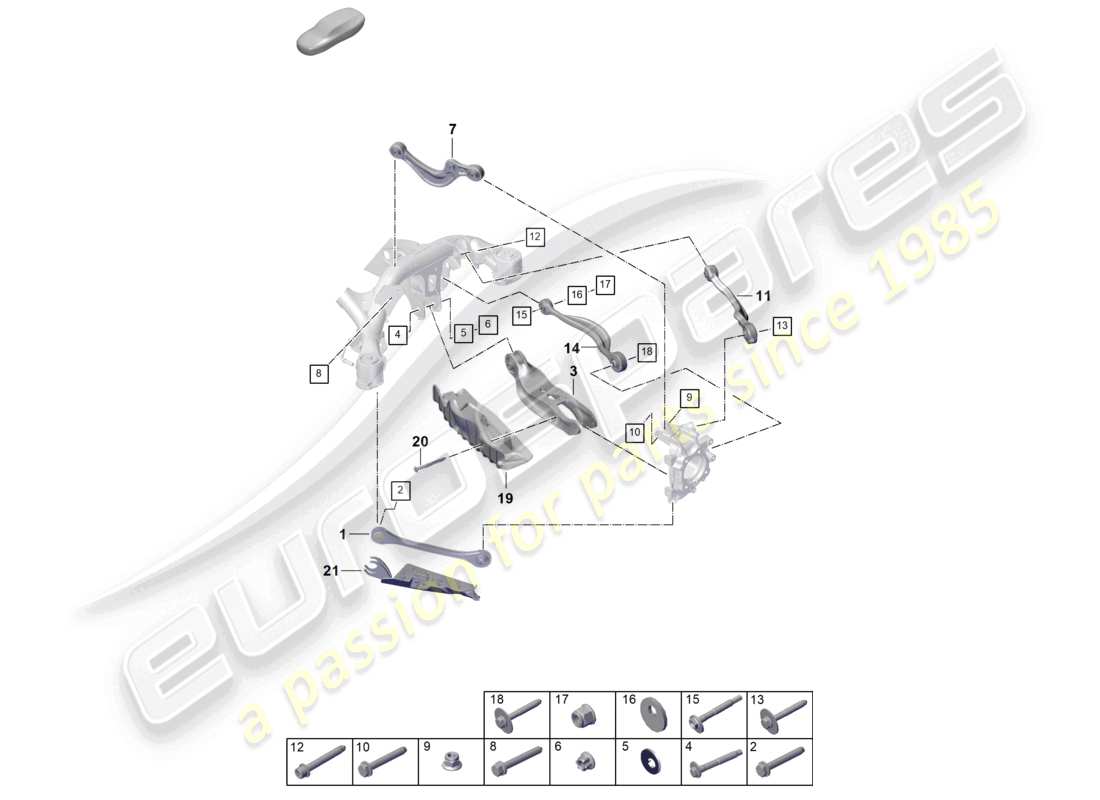 porsche 2026 (cayenne e3 pa) schema delle parti dell'assale posteriore a forcella