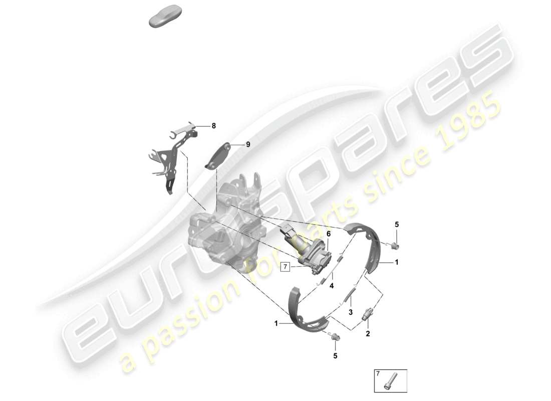 porsche 2026 (taycan 9j1-2) schema delle parti del freno di stazionamento