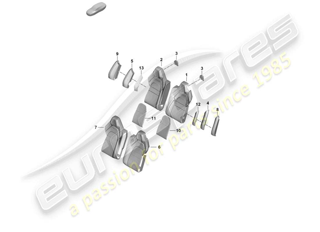 porsche 2025 (panamera 976) parte posteriore in schiuma schienale del sedile posteriore rivestimento dello schienale diagramma delle parti esecutive