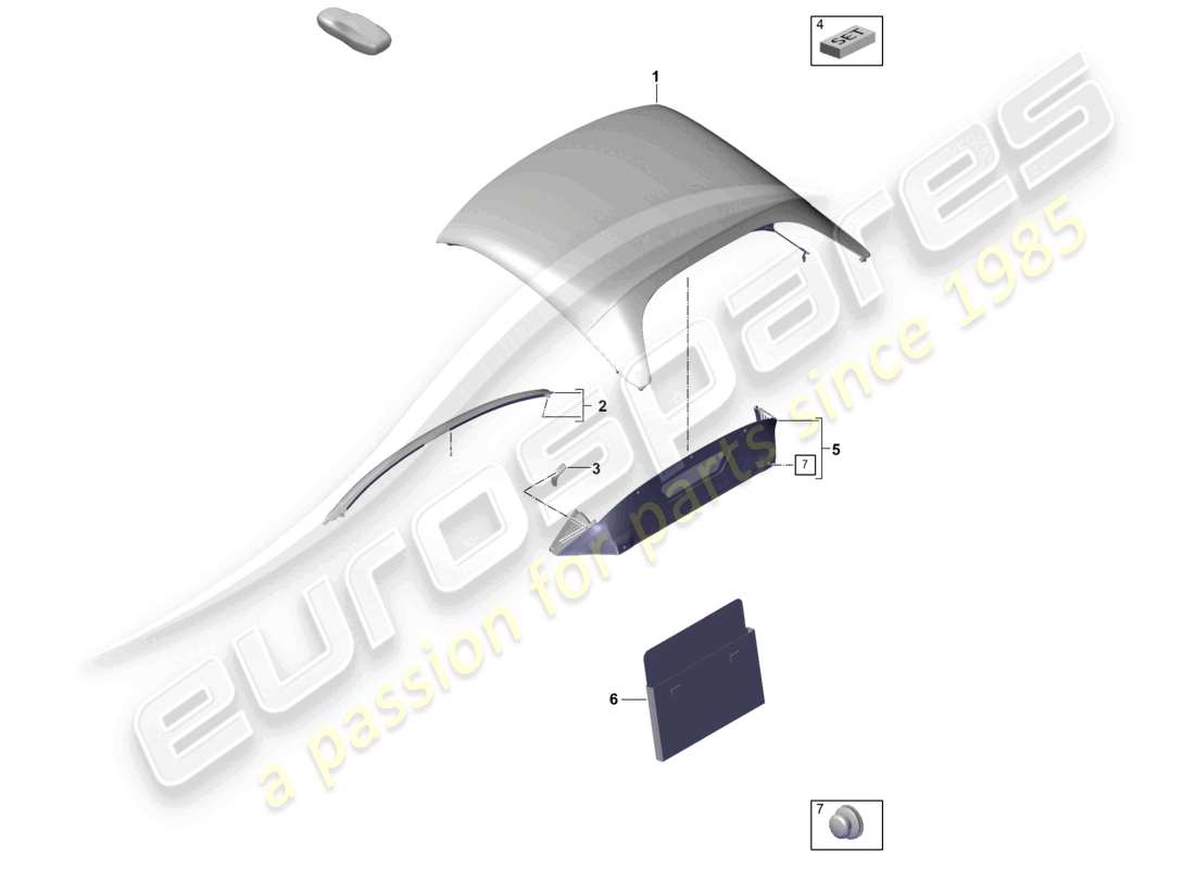 porsche 2022 (718 boxster spyder) copertura - parte superiore della paratia meteorologica diagramma delle parti