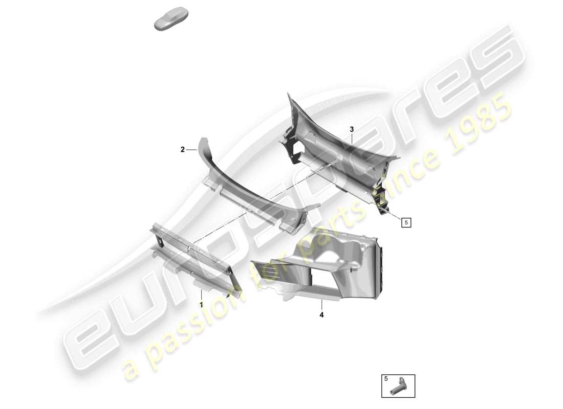 porsche 2022 (718 boxster spyder) paraurti anteriore guida dell'aria diagramma delle parti