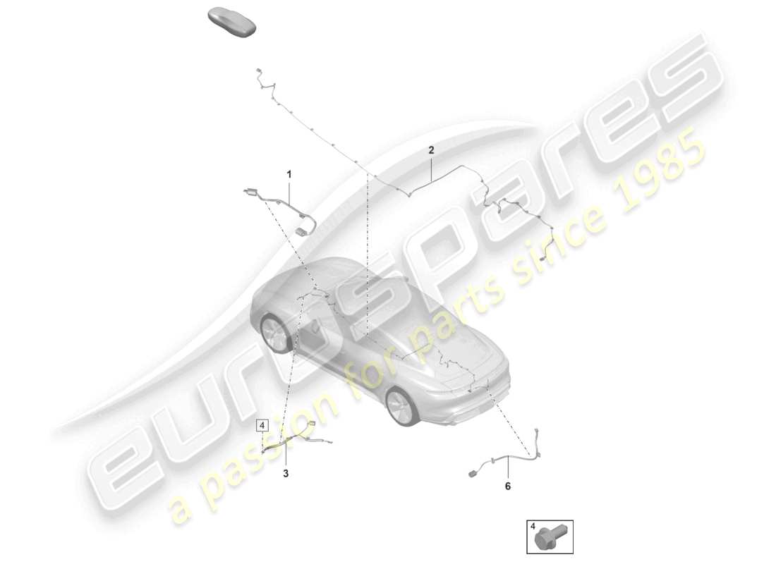 porsche 2020 (taycan 9j1-1) set di cavi per veicoli con stabilizzazione elettronica del rollio schema dei componenti