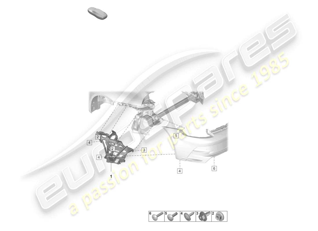 porsche 2022 (992-1 gt3/rs/st) paraurti posteriore fissaggi diagramma delle parti